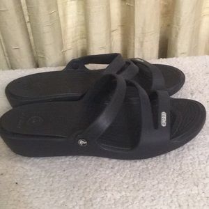 Crocs Black Slide On Sandals Sz 8